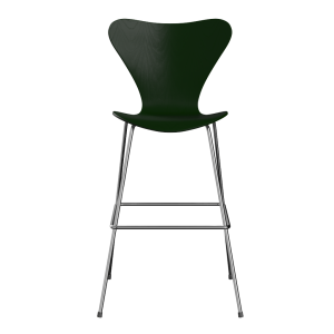 FRITZ HANSEN krzesło barowe SERIES 7 76cm, fornir barwiony, ciemny zielony