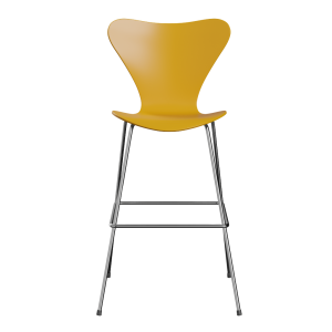 FRITZ HANSEN krzesło barowe SERIES 7 76cm, fornir lakierowany, żółty