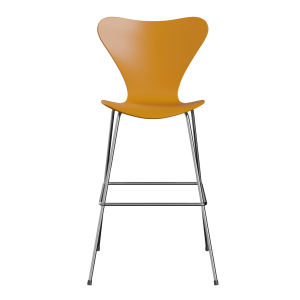 FRITZ HANSEN krzesło barowe SERIES 7 76cm, fornir lakierowany, ciemny żółty 