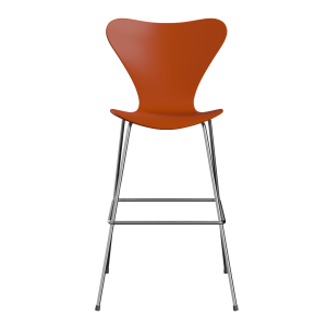 FRITZ HANSEN krzesło barowe SERIES 7 76cm, fornir lakierowany, rajski pomarańcz