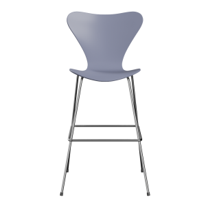 FRITZ HANSEN krzesło barowe SERIES 7 76cm, fornir lakierowany, lawendowy błękit