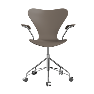 FRITZ HANSEN krzesło obrotowe z podłokietnikami SERIES 7 fornir lakierowany, gliniany brąz