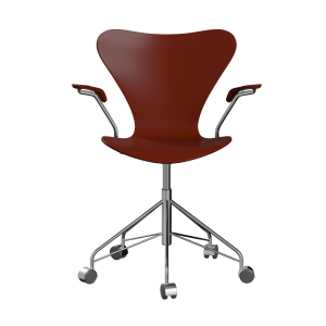 FRITZ HANSEN krzesło obrotowe z podłokietnikami SERIES 7 fornir lakierowany, wenecka czerwień