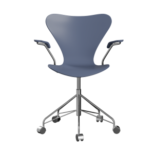 FRITZ HANSEN krzesło obrotowe z podłokietnikami SERIES 7 fornir lakierowany, błękit zmierzchu