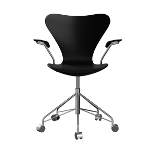 FRITZ HANSEN krzesło obrotowe z podłokietnikami SERIES 7 fornir lakierowany, czarny