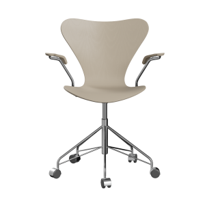 FRITZ HANSEN krzesło obrotowe z podłokietnikami SERIES 7 fornir barwiony, jasny beż