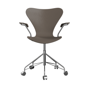 FRITZ HANSEN krzesło obrotowe z podłokietnikami SERIES 7 fornir barwiony, gliniany brąz