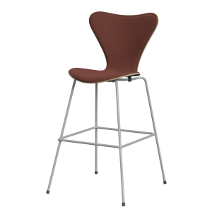 FRITZ HANSEN krzesło barowe SERIES 7 76cm naturalny fornir, tapicerowany front