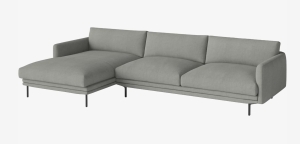 BOLIA sofa 2,5-osobowa z szezlongiem 1 LOMI czarne nogi