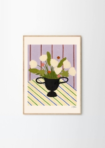 THE POSTER CLUB druk artystyczny FLOWERS ON STRIPED CLOTH