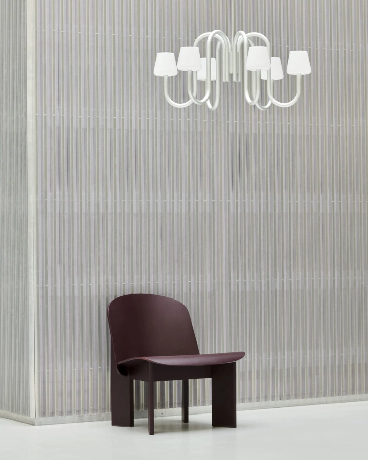 Apollo Chandelier 6 arm_Chisel Lounge Chair dark bordeaux wb lacquered beech.jpg