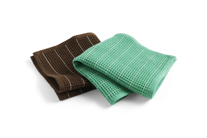 AB317-A668-AL61_Canteen Dish Cloth set of 2 chocolate pinstripe and emerald green pinstripe.jpg