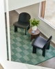 Small Check Rug 140x200 green_Chisel Lounge Chair front uph Sense black black wb lacquered oak.jpg
