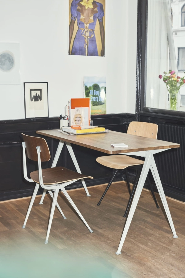 Pyramid Table 01 matt lacquered oak beige frame_Result Chair wb lacquer oak seat_black base_Result Chair smoked wb lacquer oak seat_beige base.jpg