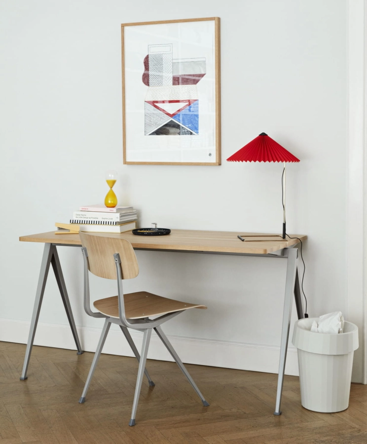 Result Chair matt lacquer oak beige frame_Pyramid Table 01 matt lacquer oak beige frame_Matin Table Lamp bright red shade.jpg