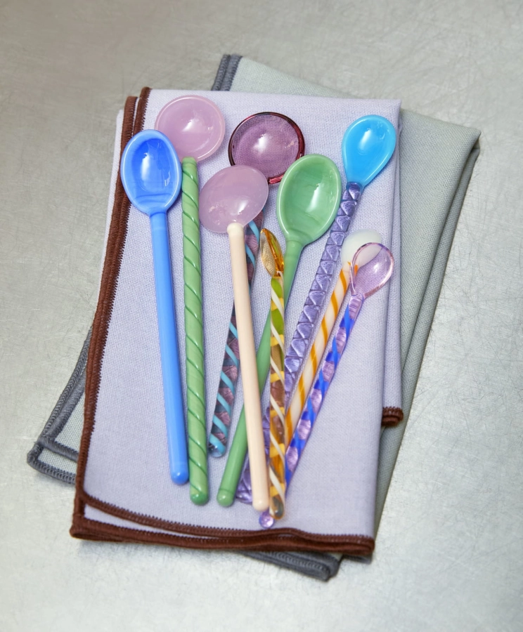 Glass Spoons family_Contour Napkin lavender_Contour Napkin grey.jpg