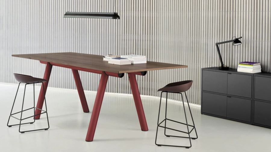 Boa High Table wb lacquered walnut tabletop barn red powder coated frame pa frame.jpg