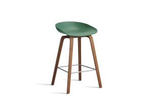 HAY krzesło barowe ABOUT A STOOL AAS32 LOW teal green 2.0 / lakierowany orzech