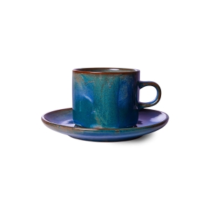 HK LIVING filiżanka ze spodkiem RUSTIC BLUE CHEF