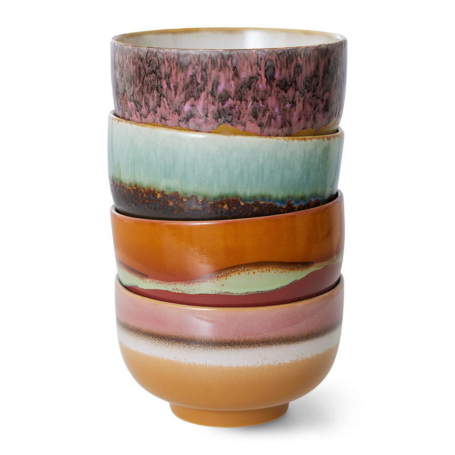 HK LIVING miski ceramiczne GEYSER 70's zestaw 4 sztu