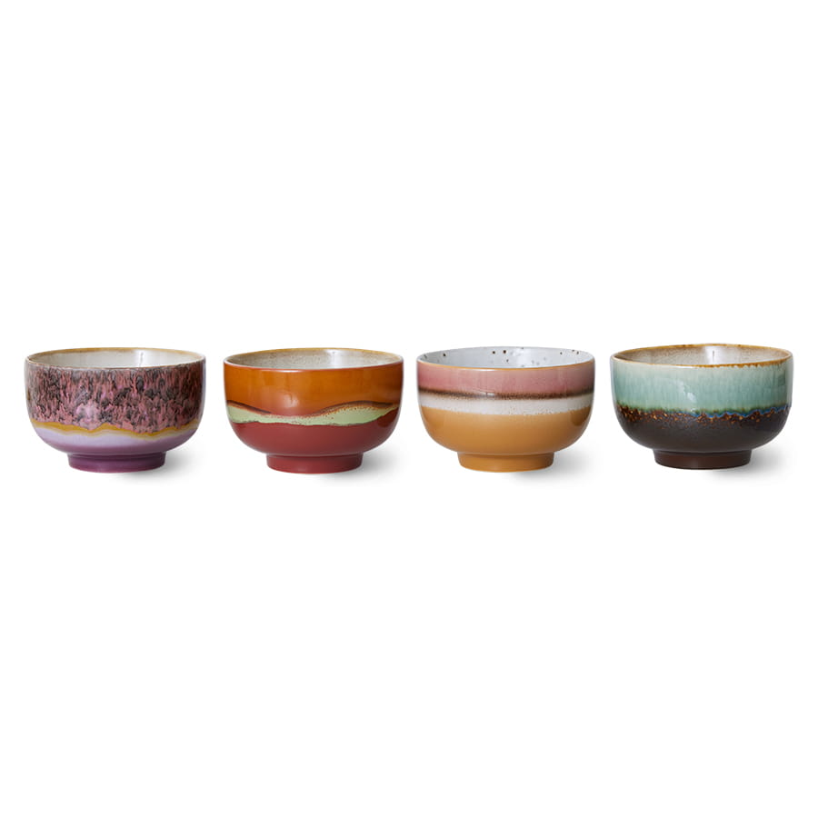 HK LIVING miski ceramiczne GEYSER 70's zestaw 4 sztuk