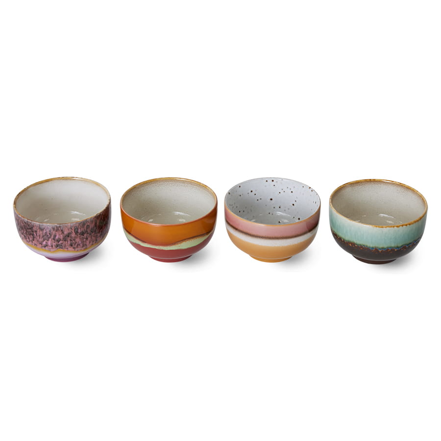 HK LIVING miski ceramiczne GEYSER 70's zestaw 4 sztuk