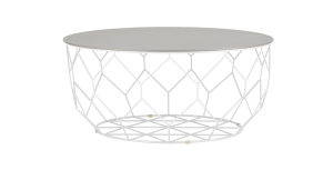 BOLIA stolik COMB ROUND biały / dąb szary