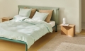Tamoto Bed Metaphor 023 headboard_mint turquoise powder coated frame_Slit Table Wood Oblong wb lacquer oak_Apollo Portable.jpg