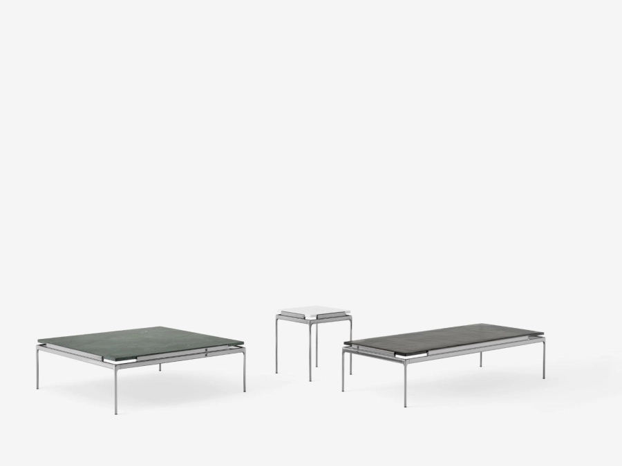 Sett LN13_Verde Guatemala Marble w. Dark Chrome_Sett LN12_Smoked cast glass w. Dark Chrome_Sett LN11 Bianco Carrera Marble w. Dark Chrome.jpg