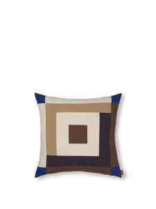 FERM LIVING poduszka BORDER PATCHWORK brązowo-niebieska