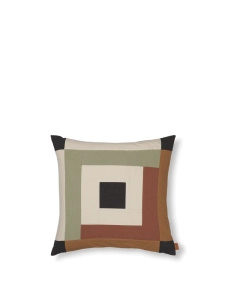 FERM LIVING poduszka BORDER PATCHWORK szałwiowo-brązowa