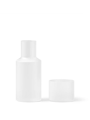 FERM LIVING karafka i szklanka RIPPLE mrożone szkło