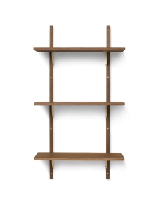 FERM LIVING półka potrójna wąska SECTOR dąb dymiony / mosiądz