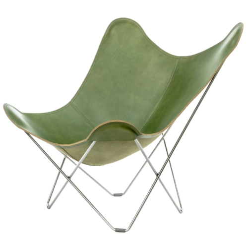 CUERO DESIGN fotel BUTTERFLY PAMPA MARIPOSA grass green / rama chromowana