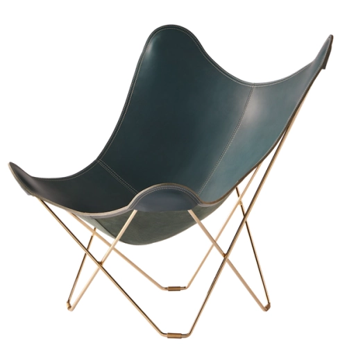 CUERO DESIGN fotel BUTTERFLY PAMPA MARIPOSA ocean blue / czarna złoto 24k