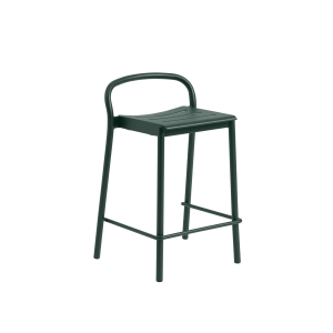 MUUTO krzesło barowe ogrodowe LINEAR STEEL 65cm ciemnozielone
