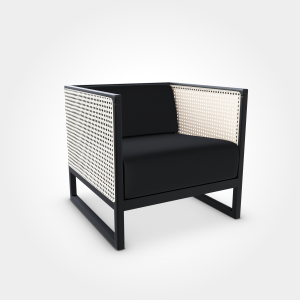 TON fotel klubowy CASABLANCA tapicerowany, boki rattanowe, buk