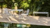 Palissade Table hot galvanised_Palissade Armchair hot galvanised_Splash Vase Round L light pink and yellow_Palissade Bench hot galvanised.jpg