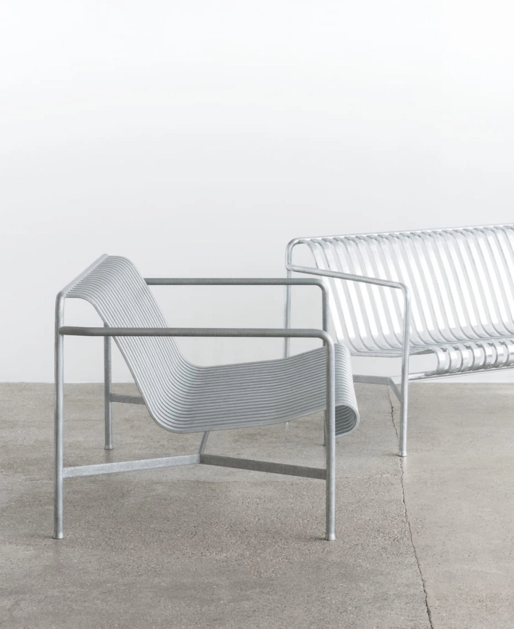 Palissade Lounge Chair Low hot galvanised_Palissade Dining Bench Armrest hot galvanised.jpg