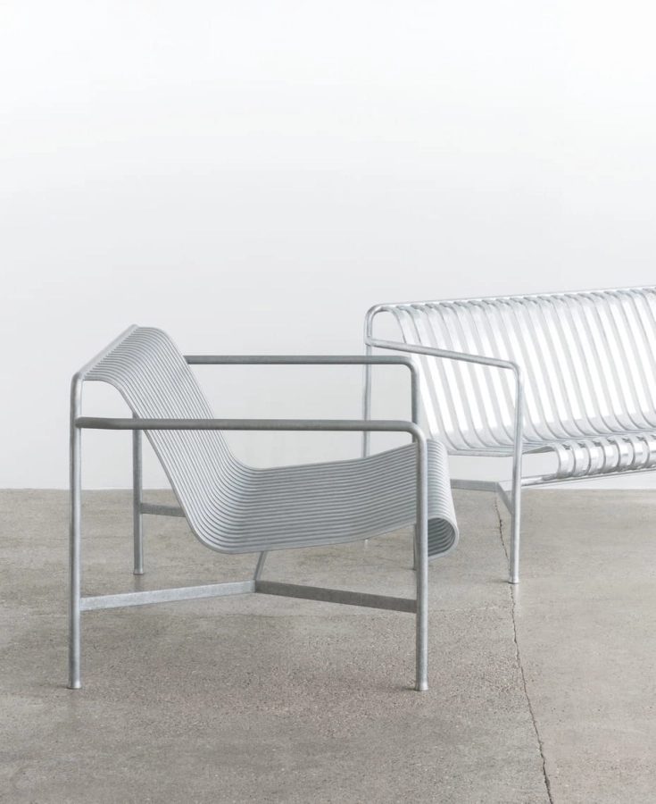 Palissade Lounge Chair Low hot galvanised_Palissade Dining Bench Armrest hot galvanised.jpg