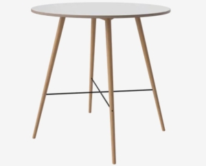 BOLIA stół barowy BEAVER Ø110 biały laminat / nogi dąb naturalny