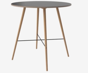 BOLIA stół barowy BEAVER Ø110 czarny laminat / nogi dąb naturalny