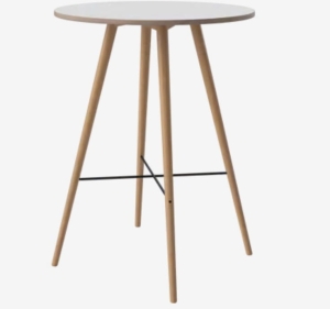 BOLIA stół barowy BEAVER Ø80 biały laminat / nogi dąb naturalny