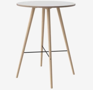 BOLIA stół barowy BEAVER Ø80 biały laminat / nogi dąb bielony