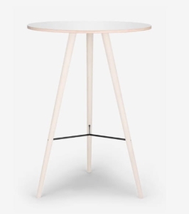 BOLIA stół barowy BEAVER Ø80 biały laminat / nogi dąb bielony