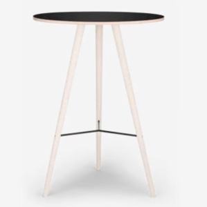 BOLIA stół barowy BEAVER Ø80 czarny laminat / nogi dąb bielony