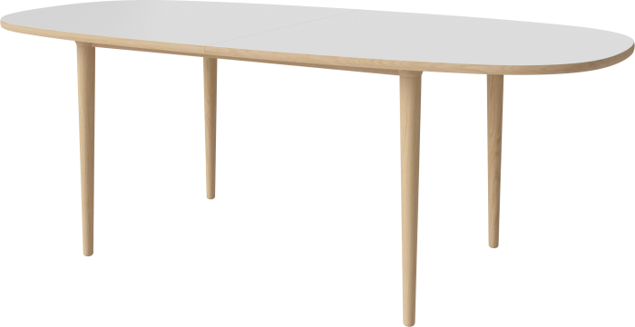 Yacht Dining Table 210 cm - Top_White laminate_White pigmented oiled oak_Conical legs_TSCA 03-096-06_10556448_angle.png