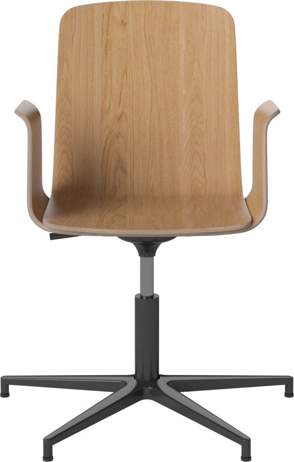 Palm Veneered Office Chair with Armrests and Gliders_Black lacquered steel_Oiled oak 02-092-49_15408367.png
