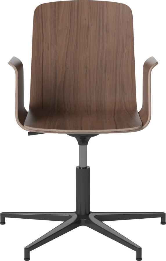 Palm Veneered Office Chair with Armrests and Gliders_Black lacquered steel_Oiled walnut 02-092-49_15408368.png