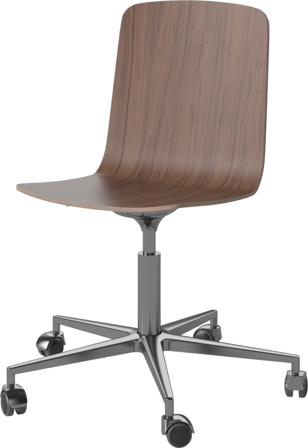 Palm Veneered Office Chair with Wheels_Chrome plated steel_Oiled walnut 02-092-55_1838654_angle.png